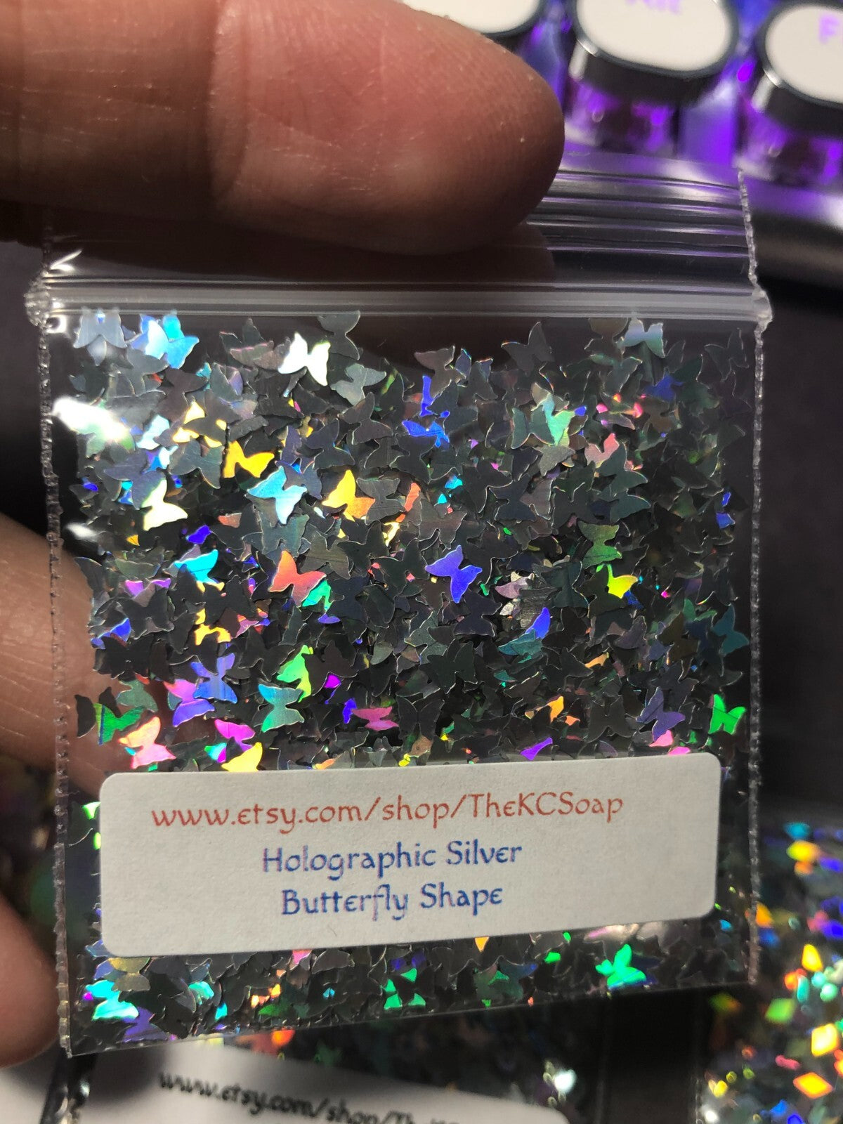 50g Solvent Resistant Butterfly Glitter for Nail Art & Crafting - Silver Holo
