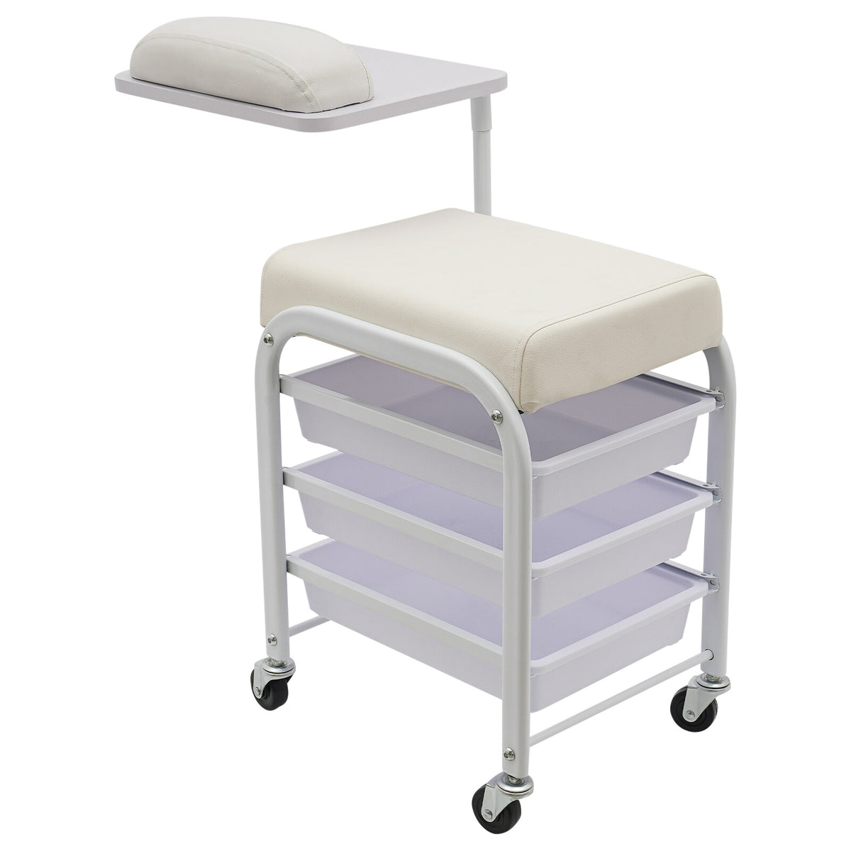Mobile Nail Salon Cart with 3 Drawers and 4 Wheels for Beauty & Pedicure