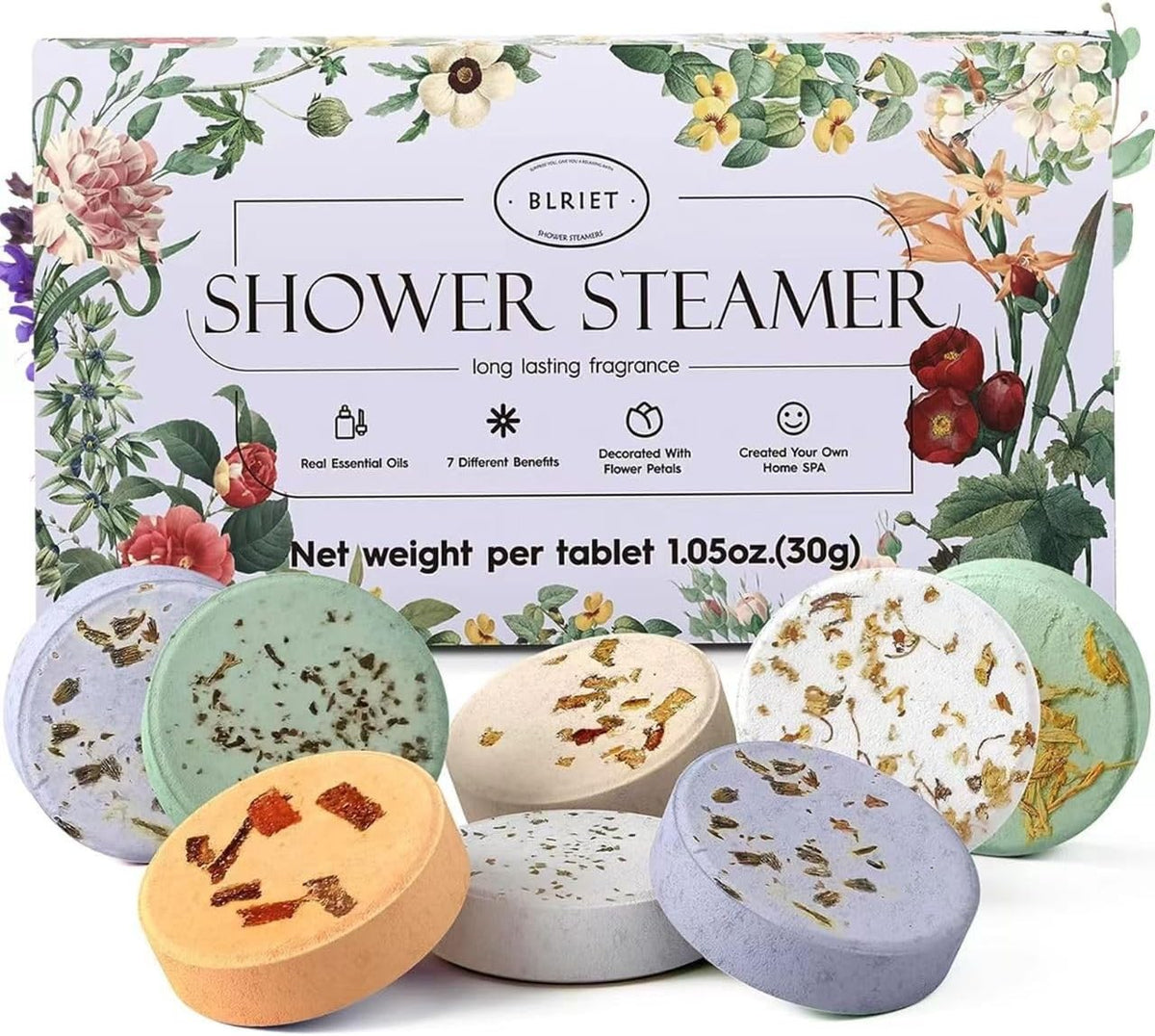 Aromatherapy Shower Steamers Set - Relaxing Essential Oil Bath Pods, 8 Count