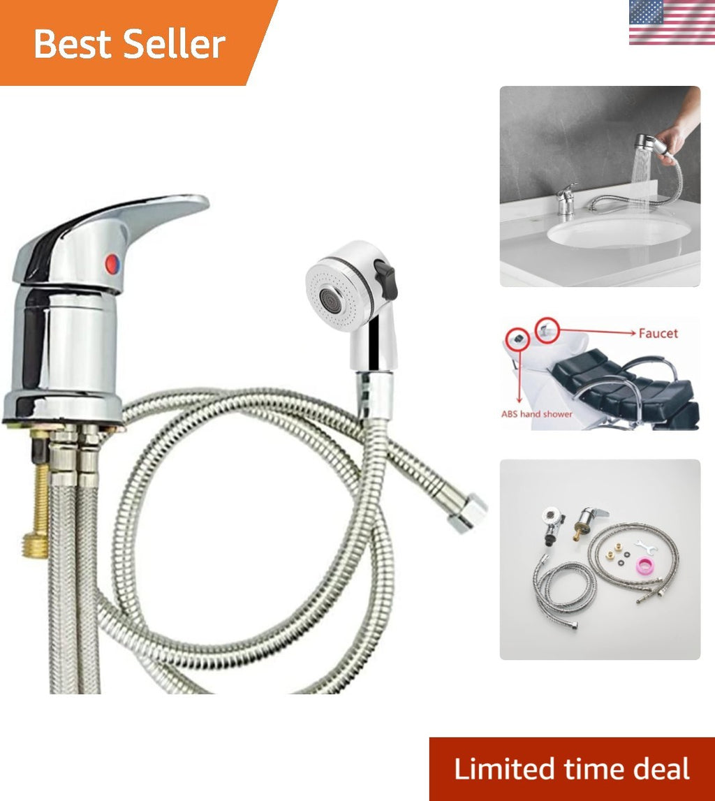 Salon Shampoo Bowl Faucet with Adjustable Shower Spray Chrome Finish