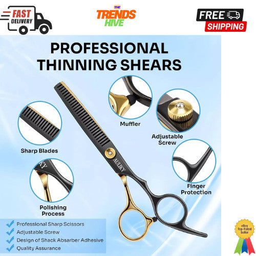 Professional Hair Cutting Scissors Shears Kit - 15 Pcs Salon & Barbershop Set