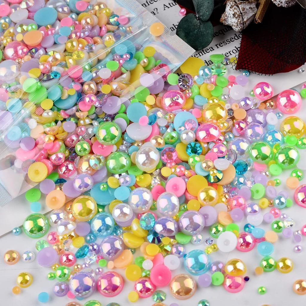 Resin Rhinestones and Half Pearls Kit for Nail Art and Crafting - 3900+ Pieces