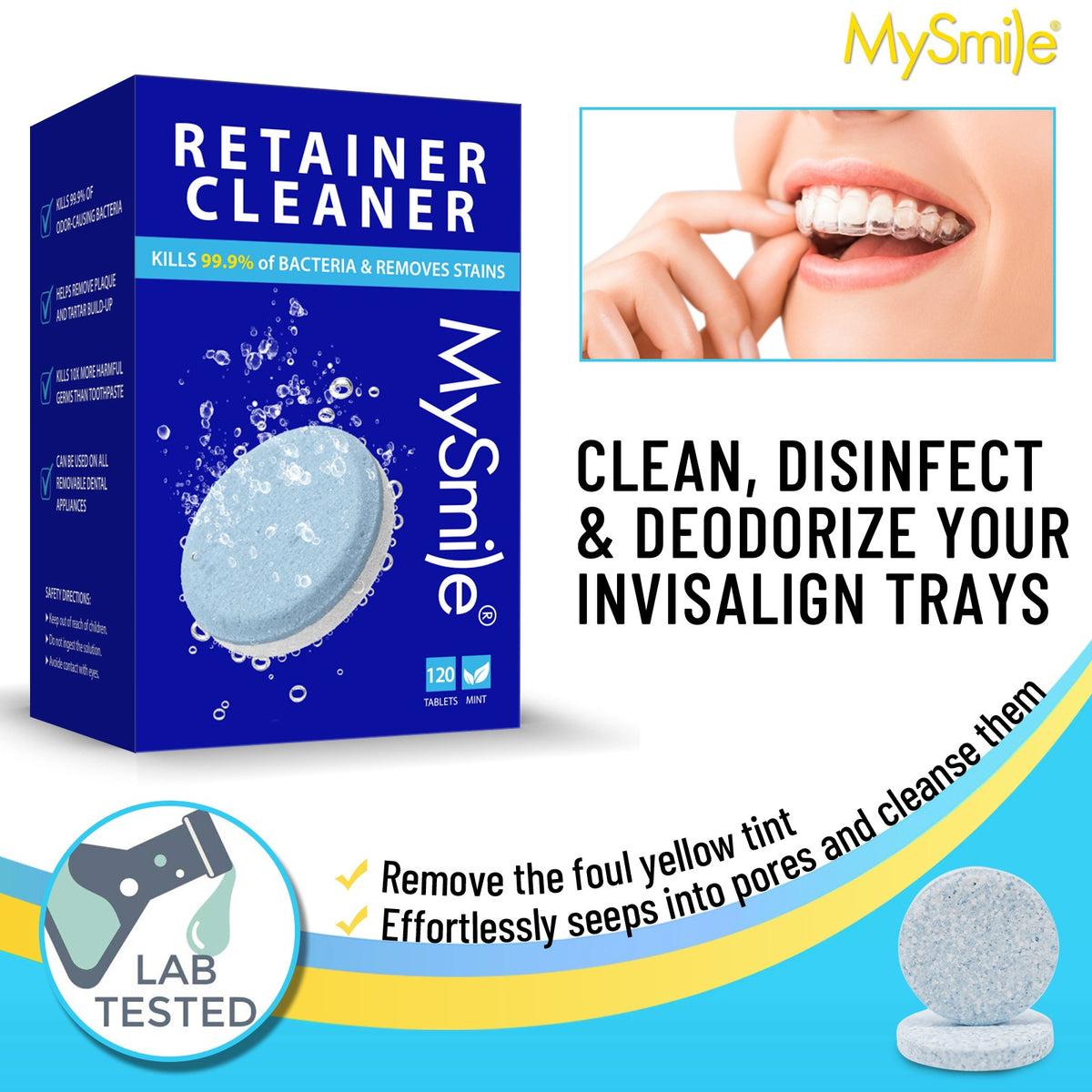 Denture Cleaner Tablets for Mouth Guards and Removable Dental Appliances - 120 Count