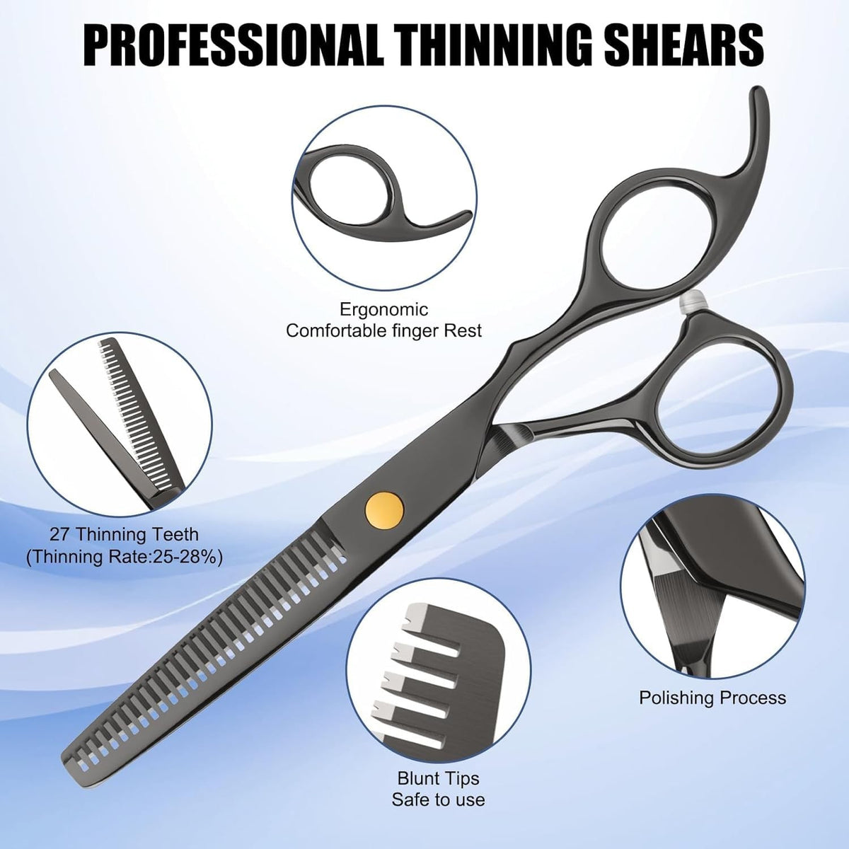 Professional Hair Cutting Shears Kit with Thinning Scissors & Carrying Case