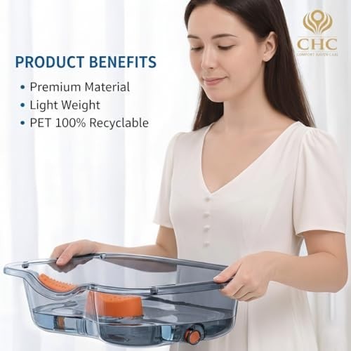 Portable Hair Washing Basin with Waterproof Mat & Towel Hanger for Bedside Care