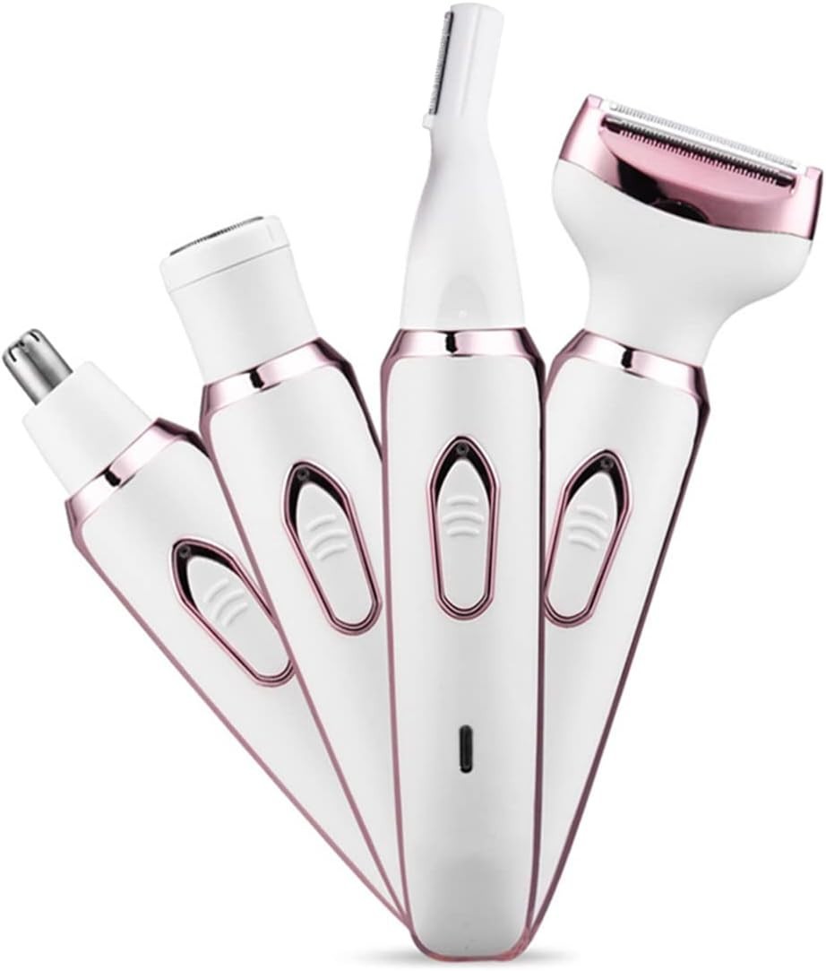 Rechargeable Waterproof Women's Electric Razor with USB Charging - 4-in-1 Grooming Device