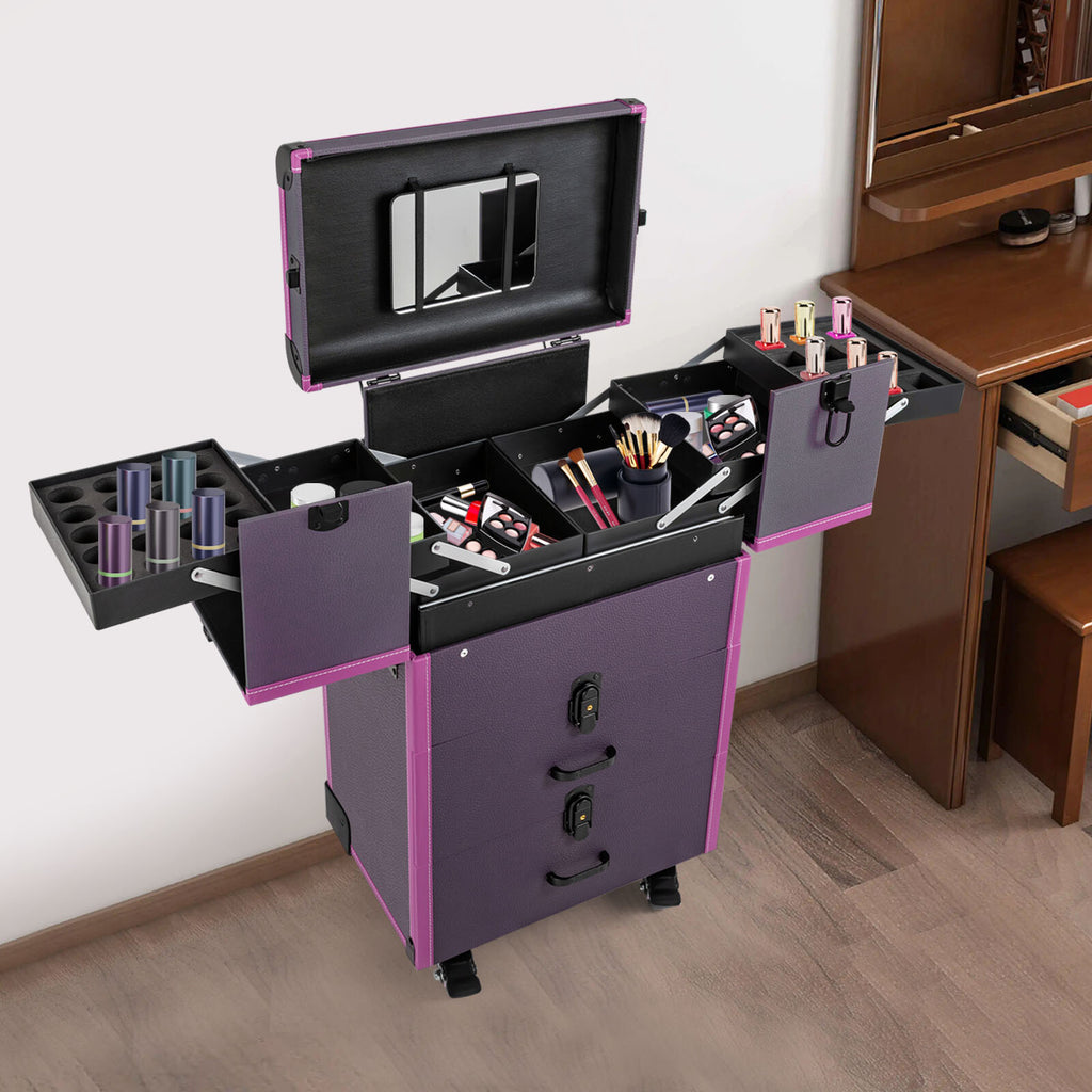 Lockable Portable Cosmetic Storage Organizer Trolley for Makeup