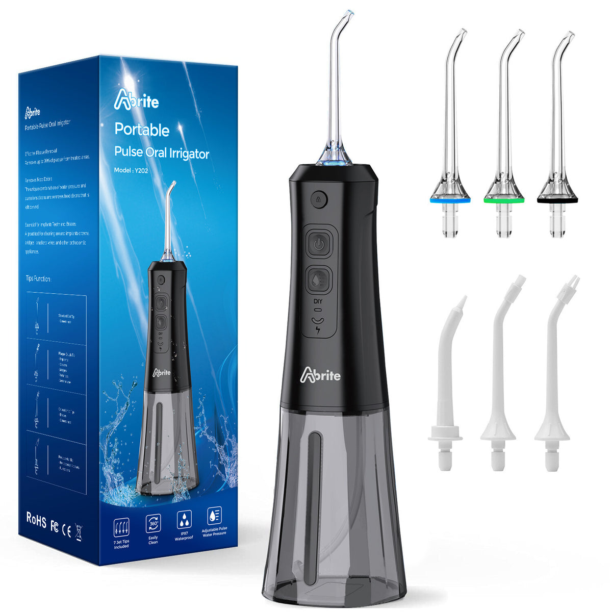 Cordless Oral Water Flosser with 7 Jet Tips & 3 Modes - High Pressure Dental Irrigator
