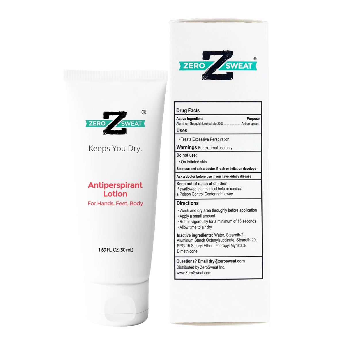 ZeroSweat Clinical Strength Antiperspirant Lotion for Excessive Sweating