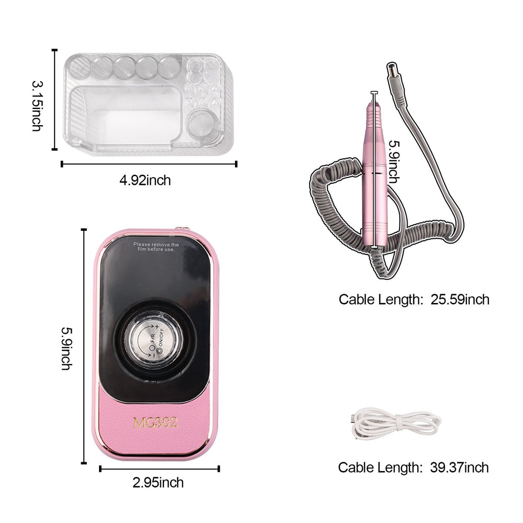 Rechargeable Electric Nail Drill Machine 45000RPM Portable Manicure Tool Set