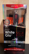 White Glo Max White Toothpaste Set 2x5.2 Oz + Charcoal Toothbrush & Baking Soda