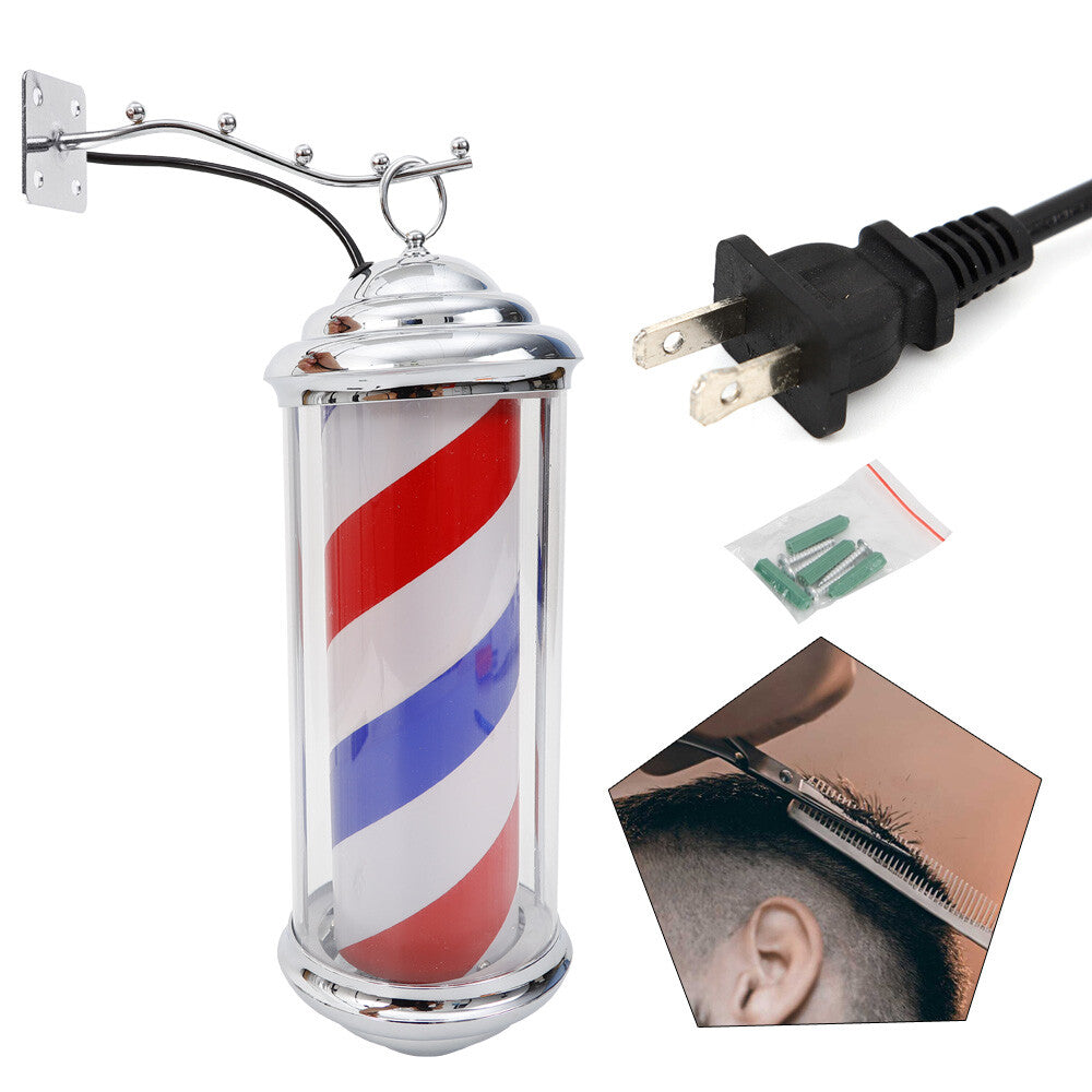 Rotating LED Barber Shop Pole Sign Light for Hair Salon - Multiple Sizes