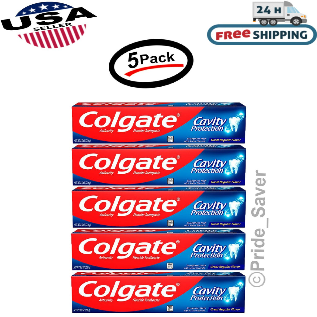 Colgate Anticavity Fluoride Toothpaste 8oz - Pack of 5, Fresh Mint Flavor