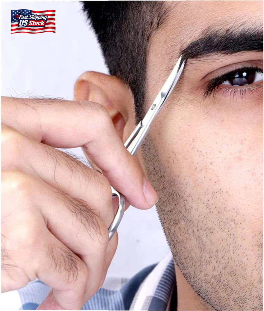 Small Curved Scissors 3.5 Inch for Facial Hair Grooming Eyebrows Nose & Ears