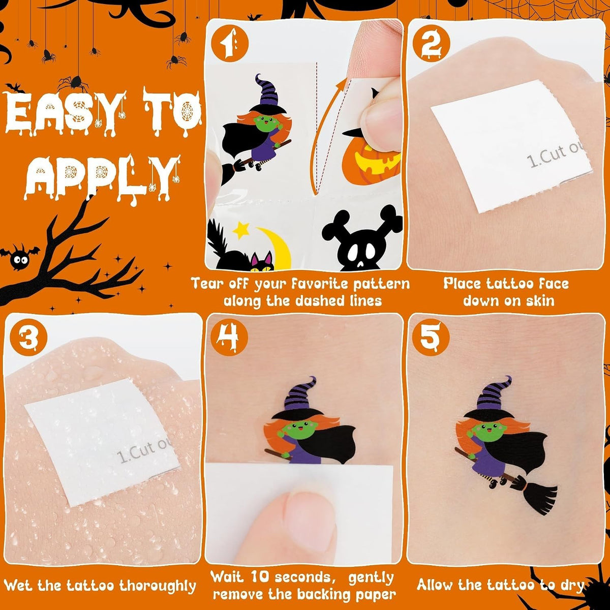 150 Cute Halloween Temporary Tattoos for Kids – Waterproof Fun for Trick or Treat