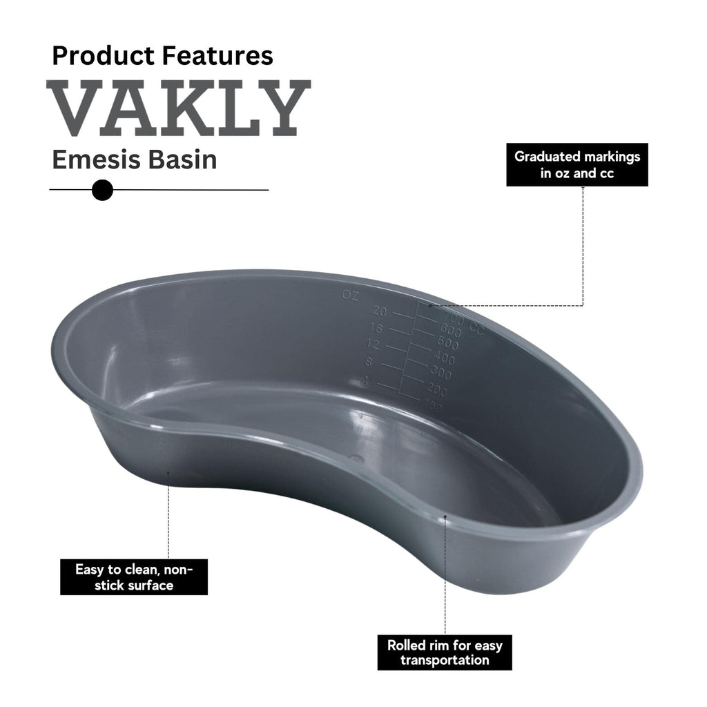 700ml Graduated Plastic Kidney Shaped Emesis Basin - Pack of 5