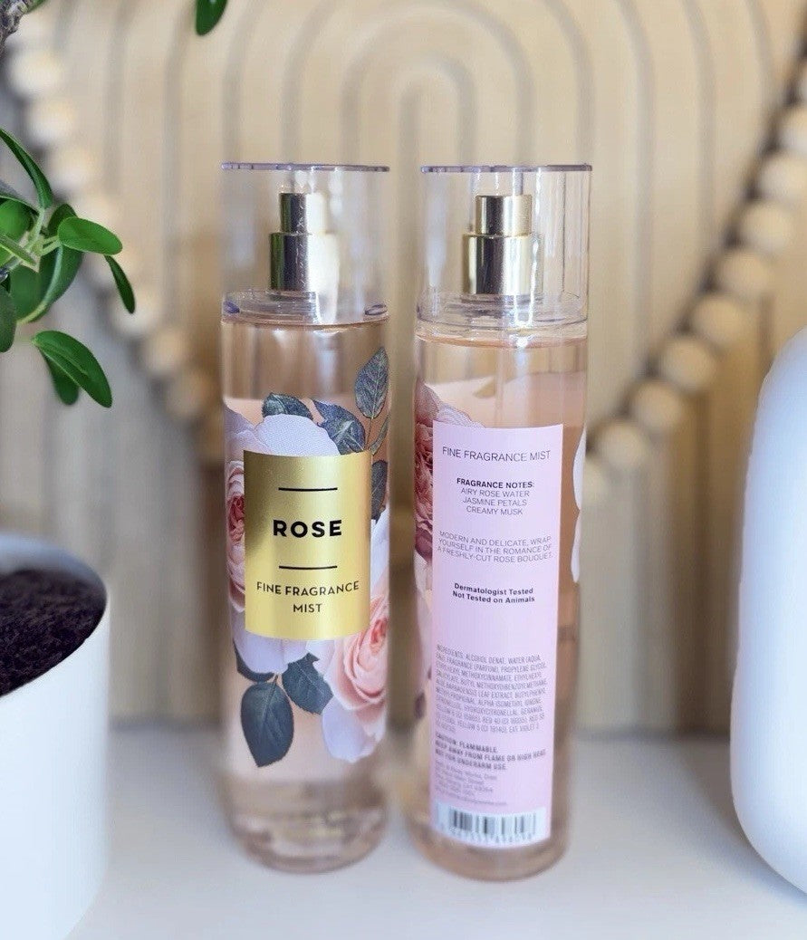 Rose Body Mist 8oz - 2 Pack Floral Fragrance Spray, Feminine Scent Gift Set