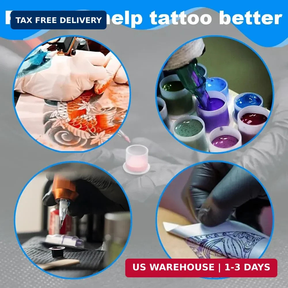 Tattoo Practice Kit 85pcs – Realistic Fake Skin, Transfer Paper, Ink Cups & Gloves
