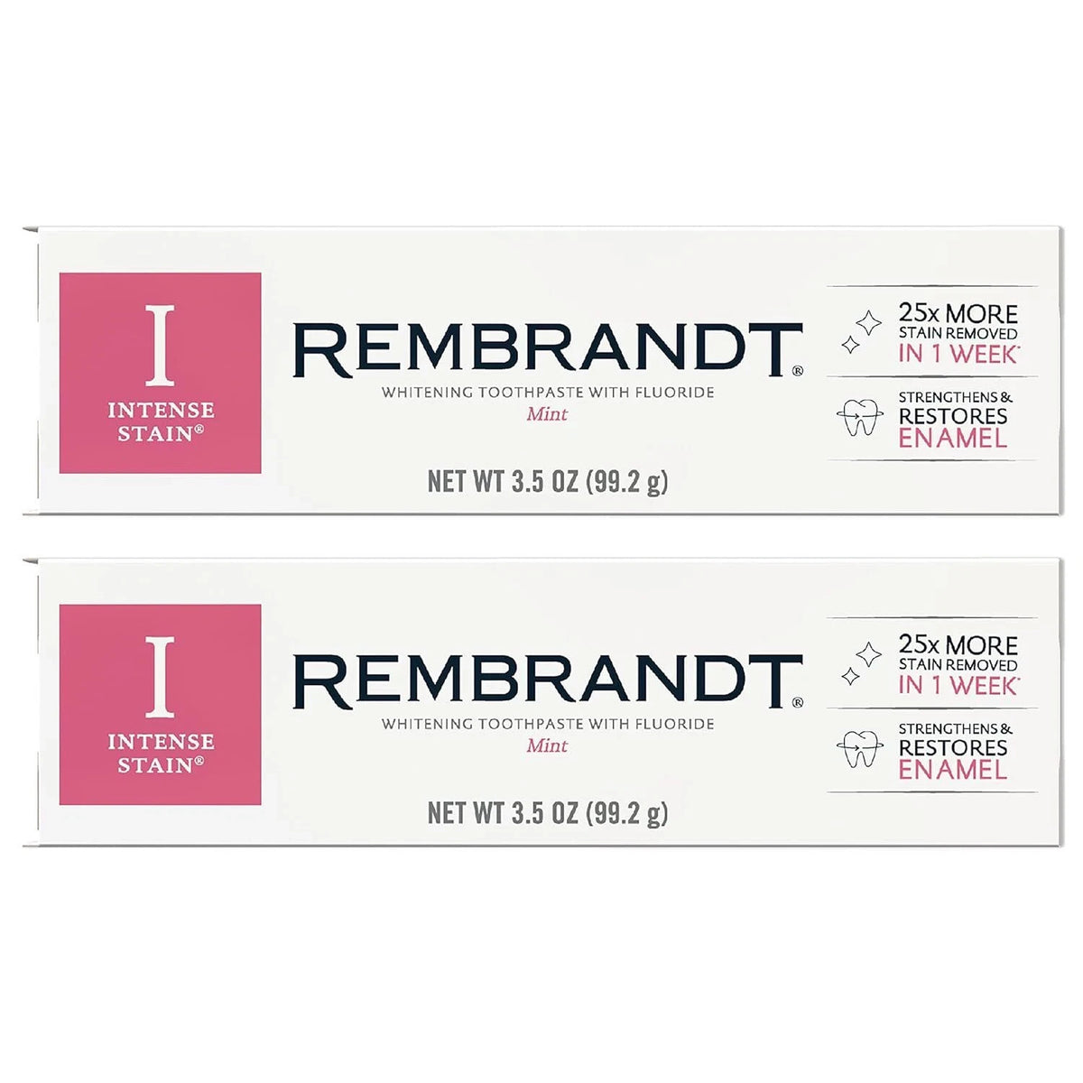 Rembrandt Intense Stain Whitening Toothpaste 2 Pack - Mint, 3.5 oz