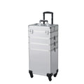 4-in-1 Aluminum Rolling Makeup Train Case with Drawers and Wheels
