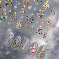 Christmas Tree Nail Stickers Gold Nail Art Decals with Pearls - Festive Holiday Manicure