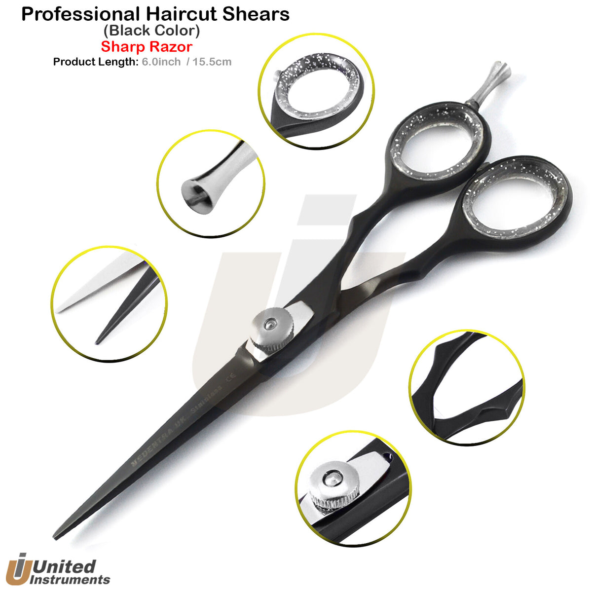 Professional 6-inch Hair Cutting Shears for Long & Short Hair - Barber Scissors