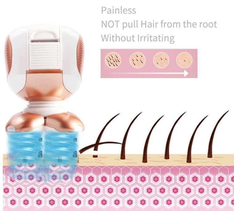 Cordless Waterproof 4D Painless Hair Remover & Epilator with USB Rechargeable Trimmer