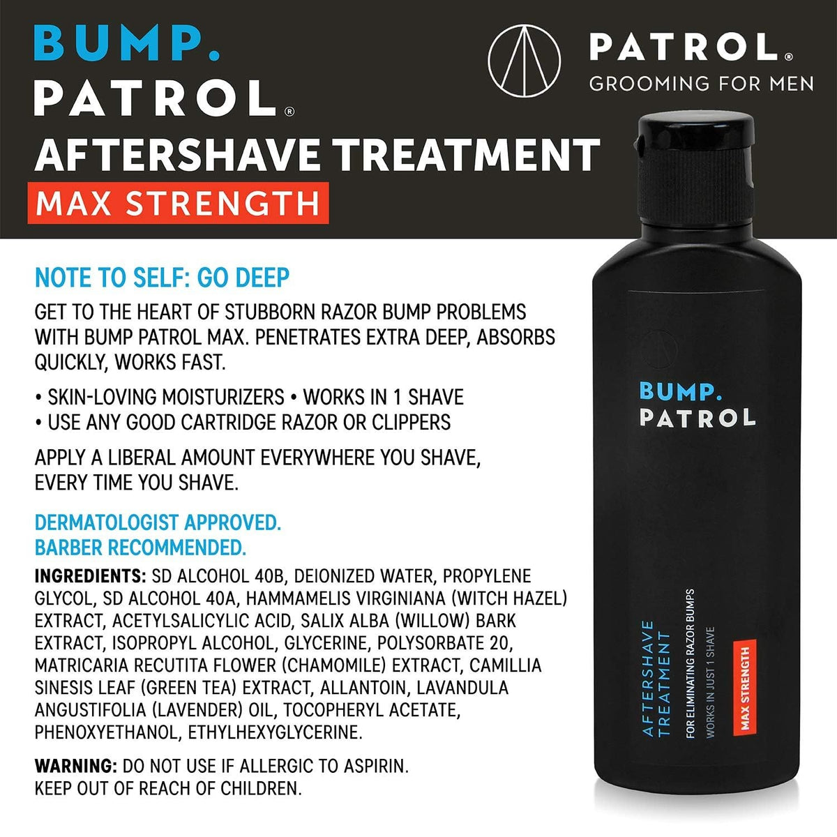 Maximum Strength Aftershave for Razor Bumps & Ingrown Hairs - 2oz