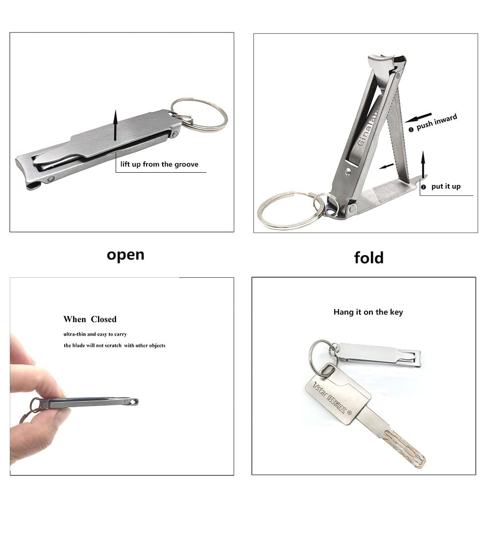 Portable Stainless Steel Nail Clipper with File & Keychain - Travel Grooming Tool