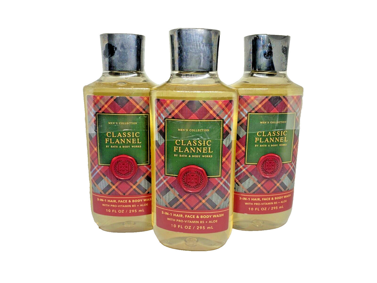 Bath & Body Works Classic Flannel Body Wash Set of 3 - 10 Oz / 295 ML