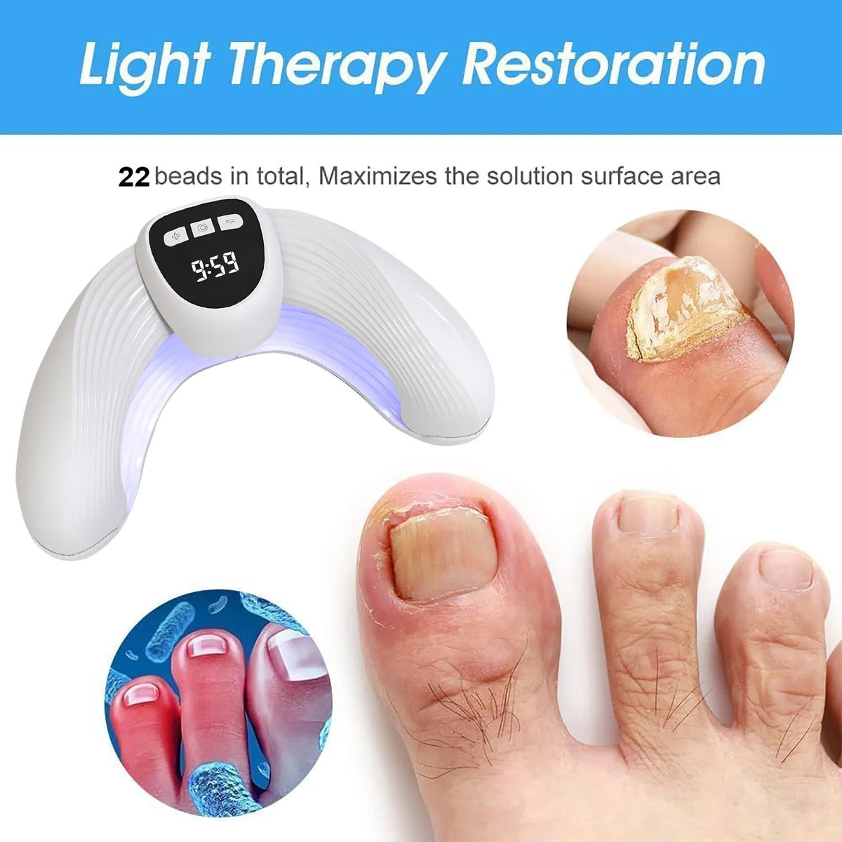 LED Nail Fungus Treatment Lamp with Infrared & Blue Light for Nail Care