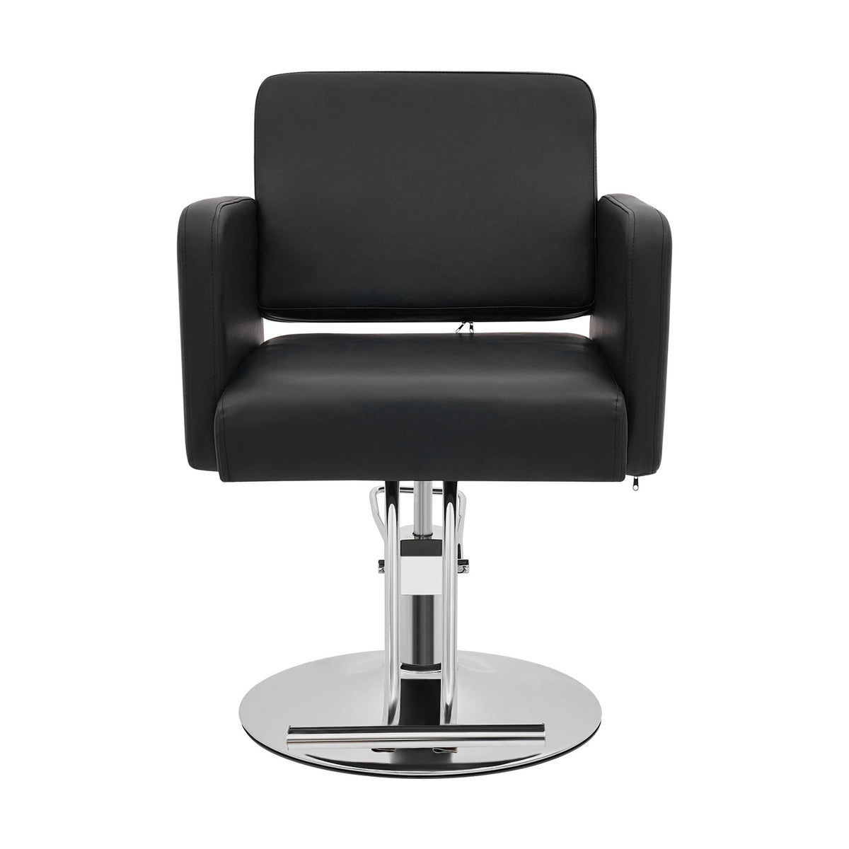 Adjustable Black PU Barber Chair with Footrest, 360° Swivel Salon Seating
