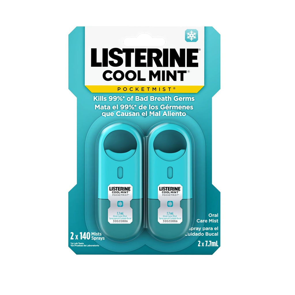 Portable Breath Freshener Spray - Cool Mint, Sugar-Free, Non-Aerosol, 2 Pack