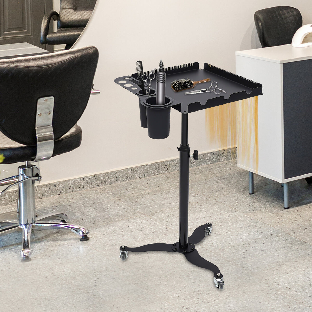 Mobile Salon Rolling Trolley Cart with Adjustable Height and Storage