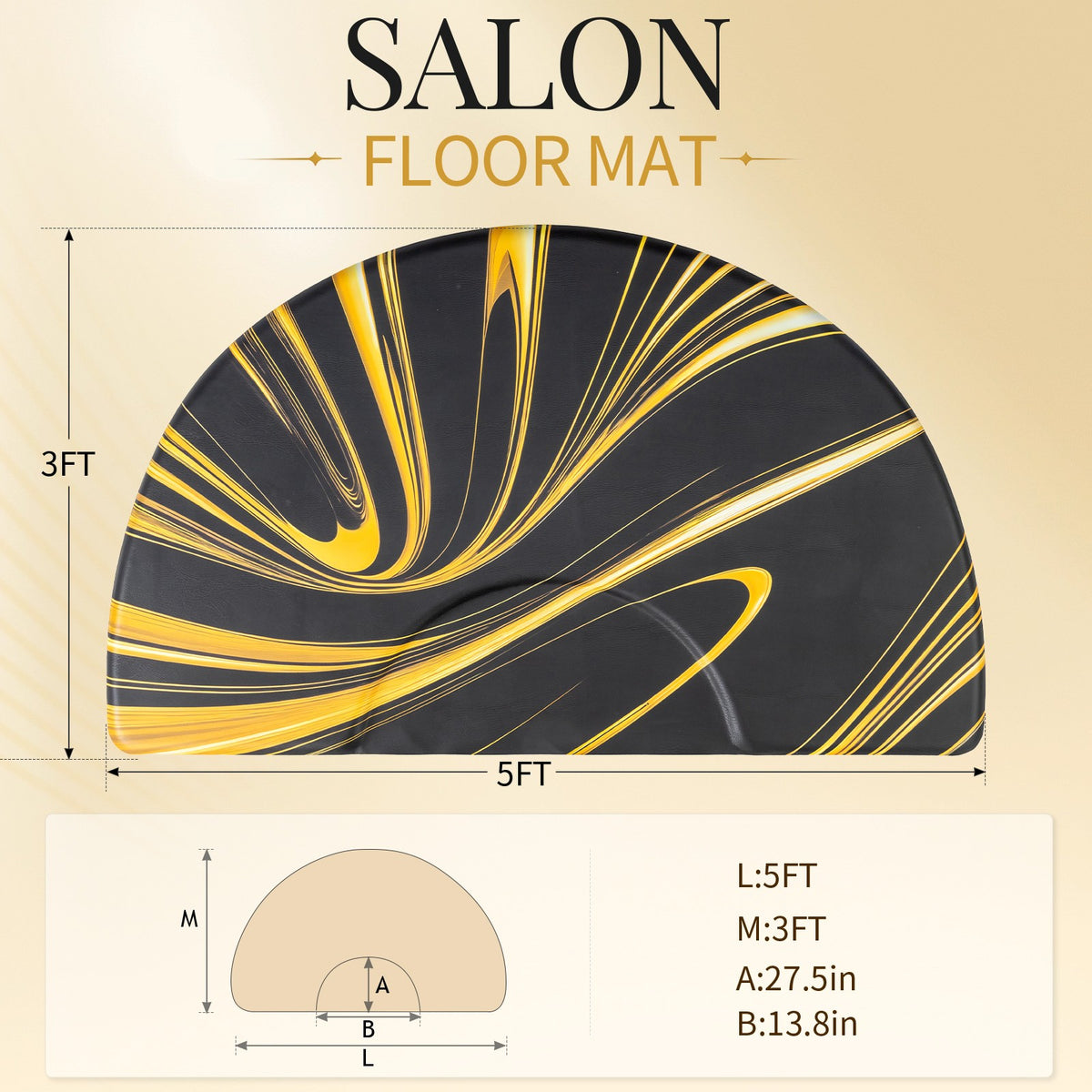 Heavy Duty Salon Floor Mat 3x5 ft Anti-Fatigue Waterproof Non-Slip Beveled Edge