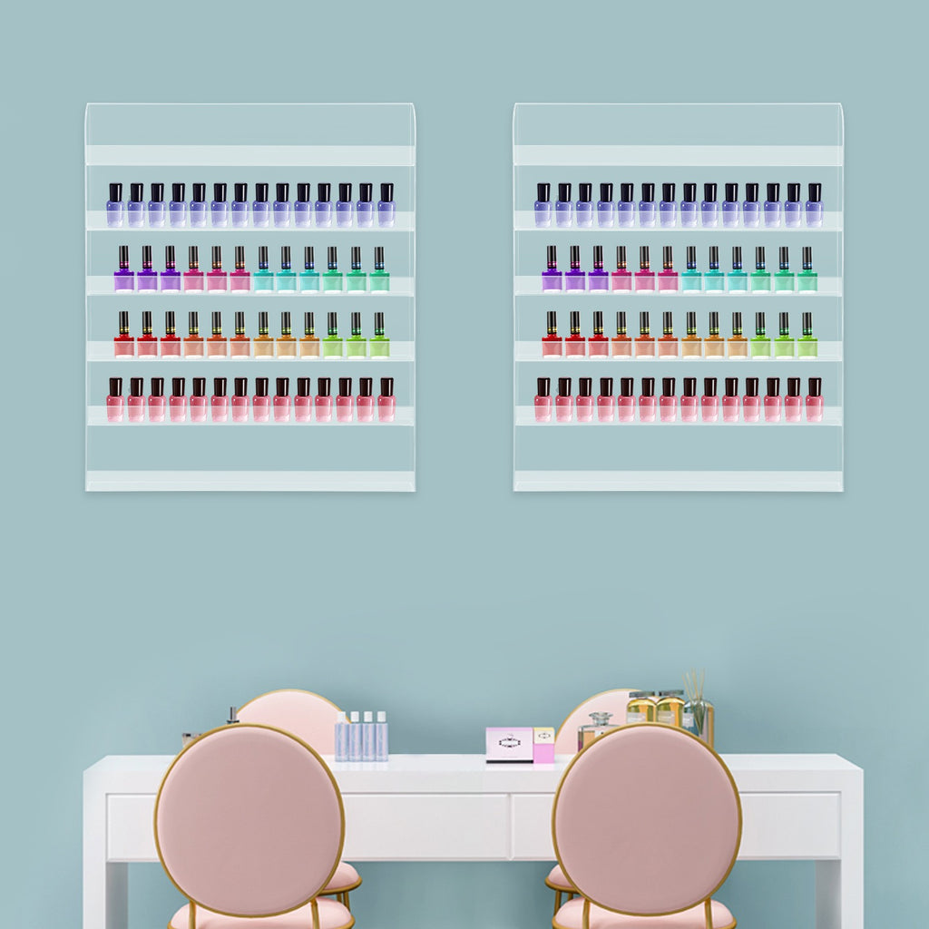 Acrylic Wall Mounted Nail Polish Organizer Rack - 6-Tier Storage Holder Set