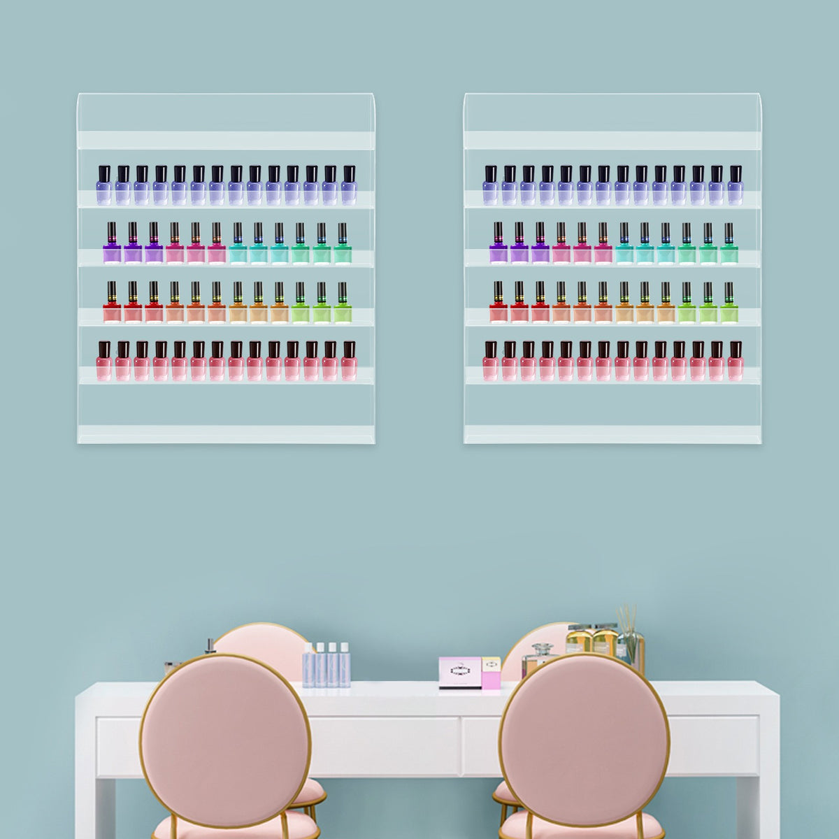 Acrylic Wall Mounted Nail Polish Organizer Rack - 6-Tier Storage Holder Set