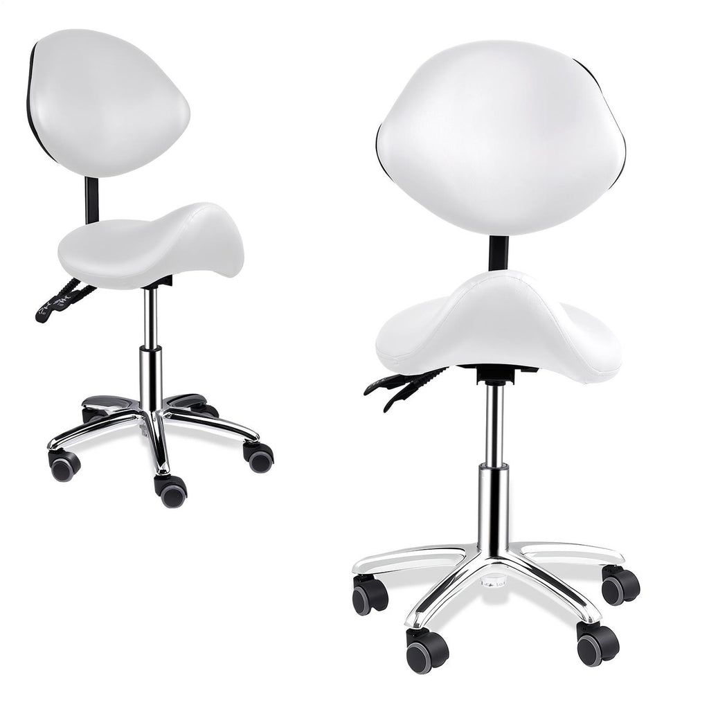 Heavy-Duty Ergonomic Saddle Stool with Back Support and Height Adjustment