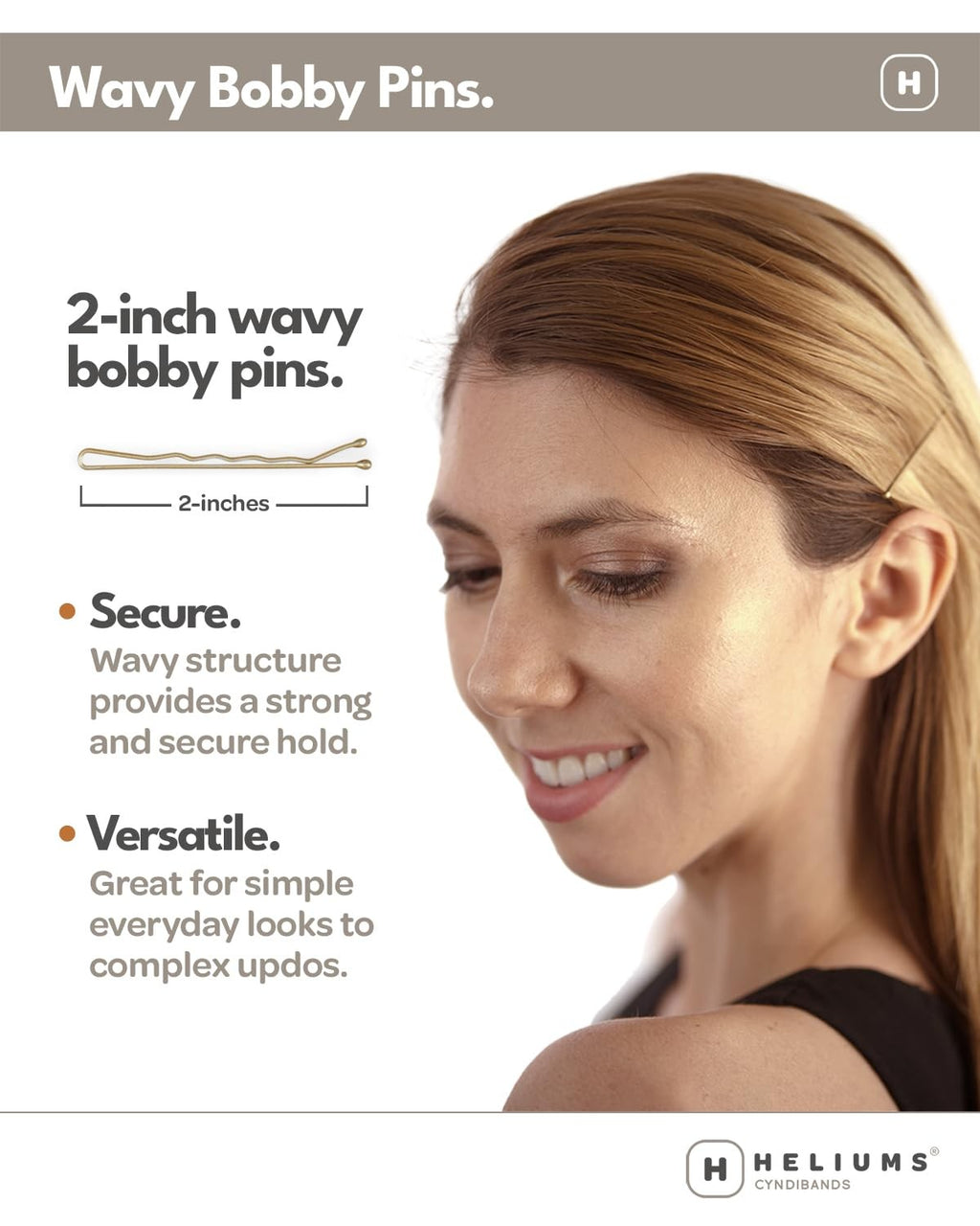 White 2-Inch Wavy Bobby Pins - 48 Pack Hair Styling Accessories