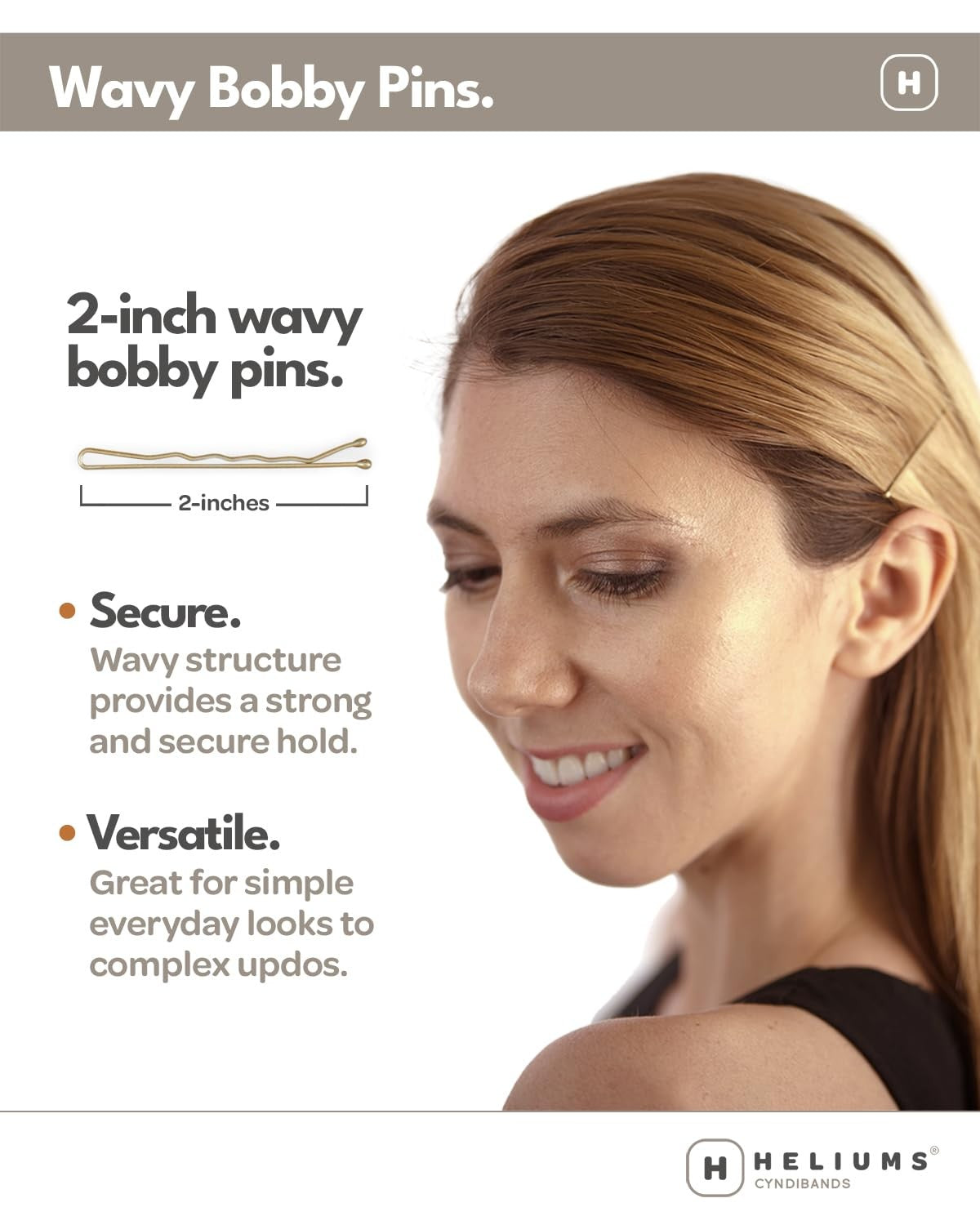 White 2-Inch Wavy Bobby Pins - 48 Pack Hair Styling Accessories