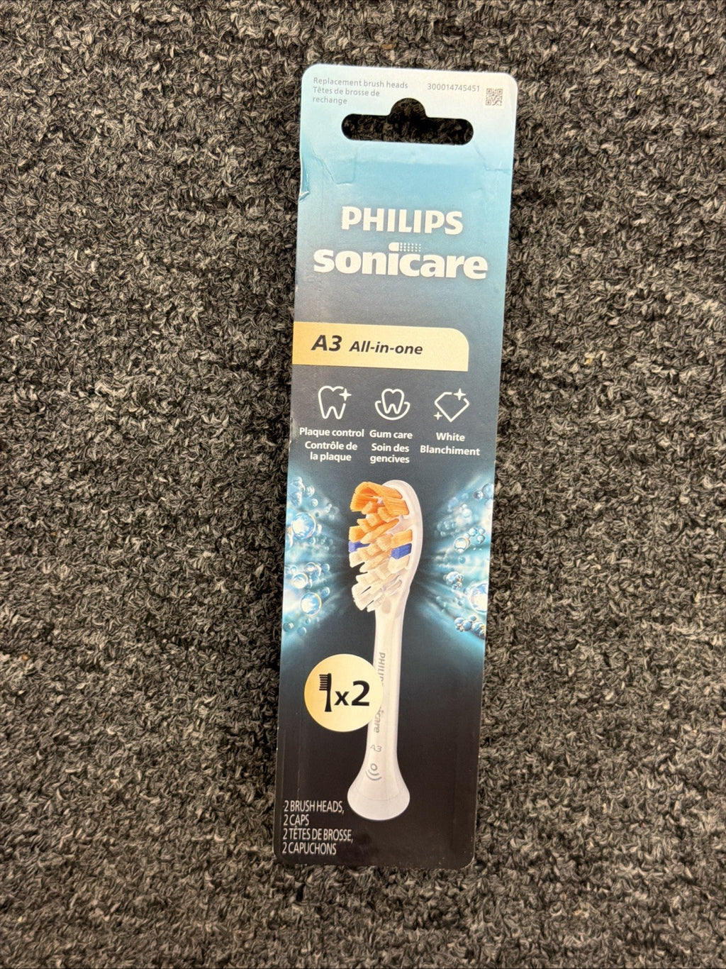 Philips Sonicare A3 Replacement Toothbrush Heads Pack of 2 - White