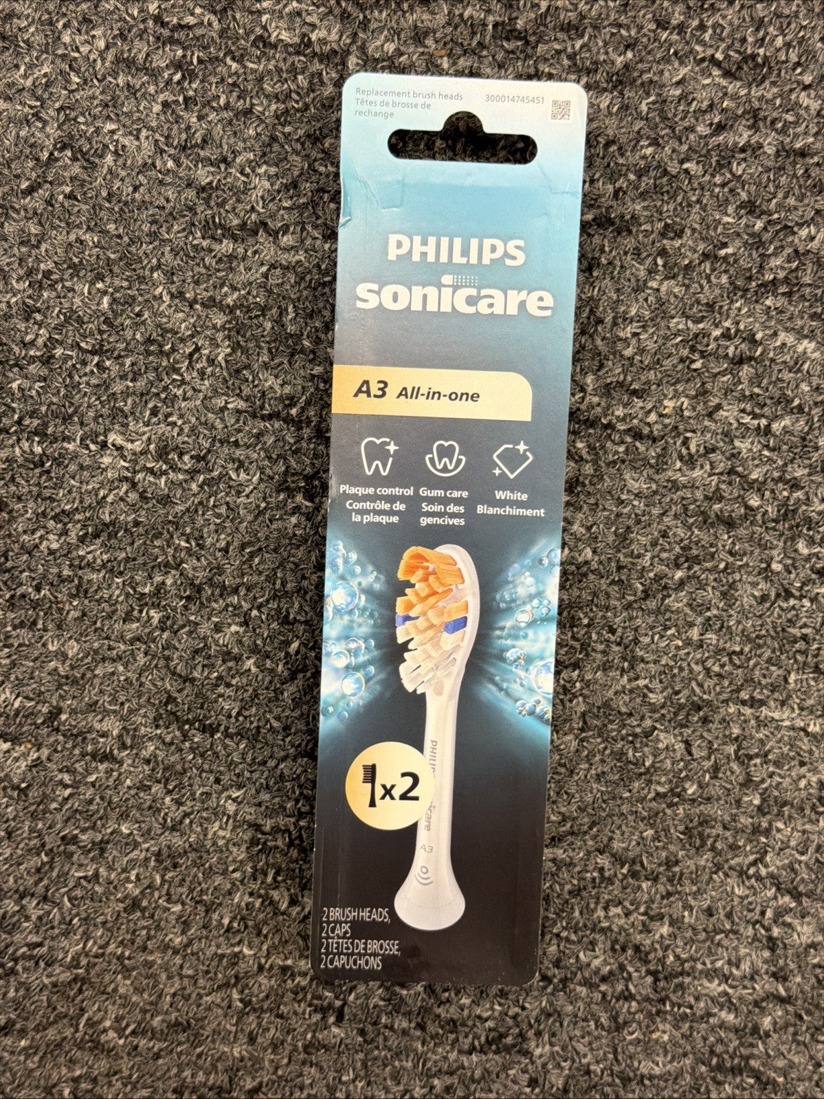 Philips Sonicare A3 Replacement Toothbrush Heads Pack of 2 - White