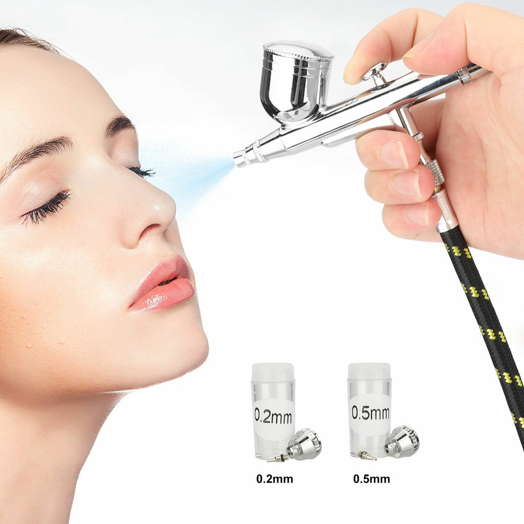 Dual Action Gravity Feed Airbrush Kit with 0.2mm & 0.5mm Nozzles for Art & Crafts
