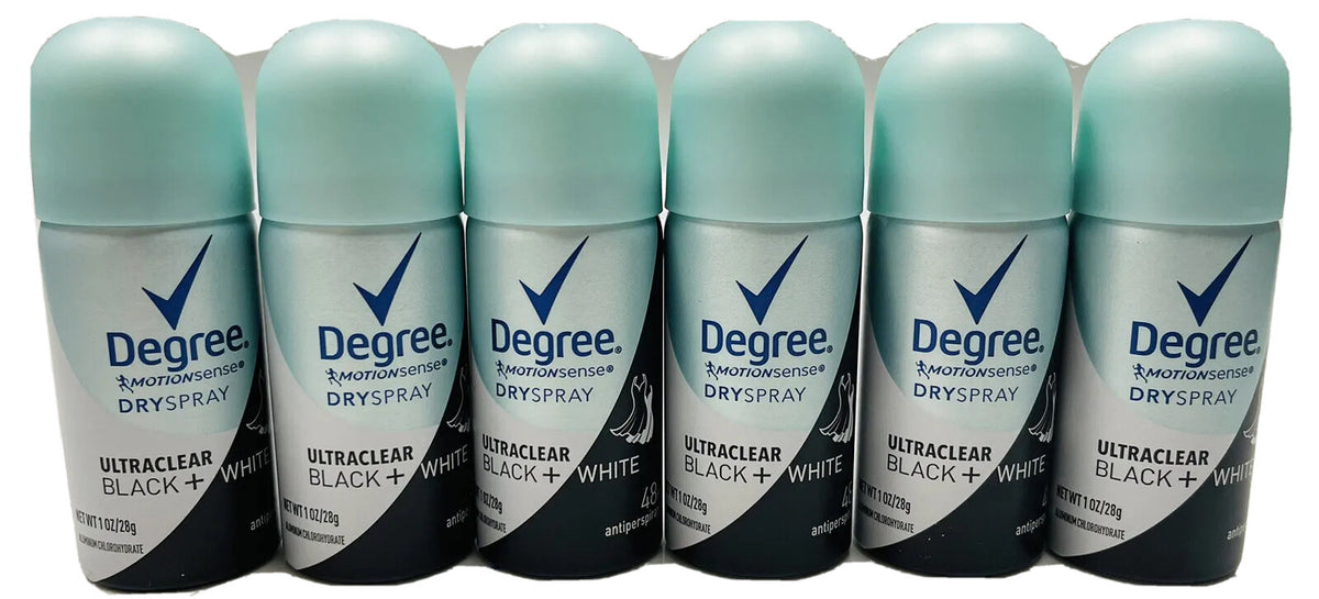 6 Pack Motion Sense Dry Spray Antiperspirant Ultra Clear Black White 1oz