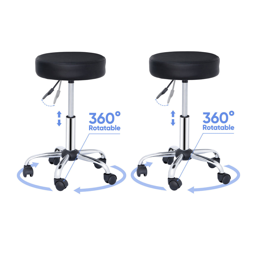Adjustable Hydraulic Salon Rolling Stool with Swivel Wheels for Hair & Beauty