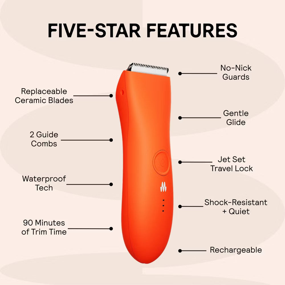 Men's Electric Body Hair Trimmer with Reversible Guards and Waterproof Design