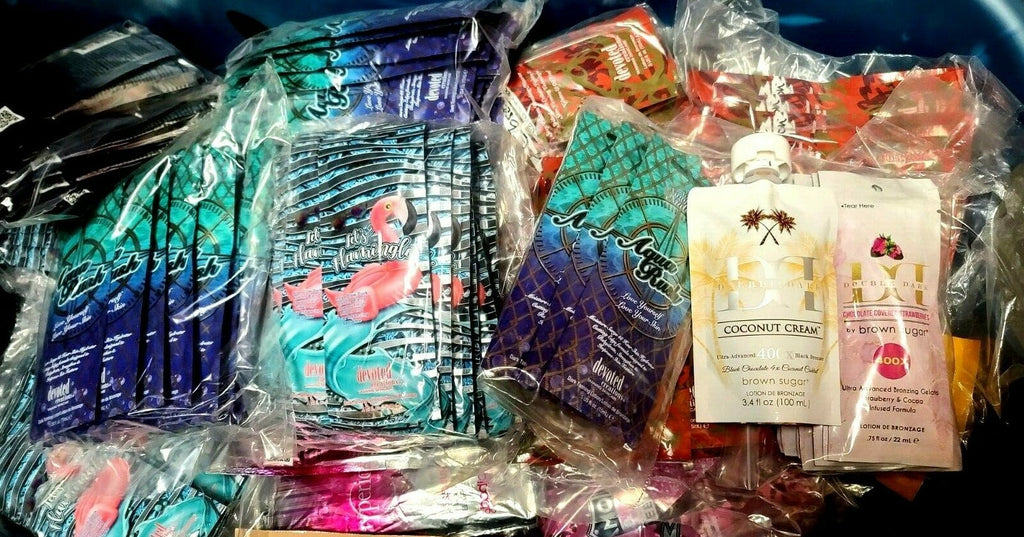 20 High-End Indoor Tanning Lotion Packets - Sample Lot of Salon-Quality Tanning Lotions