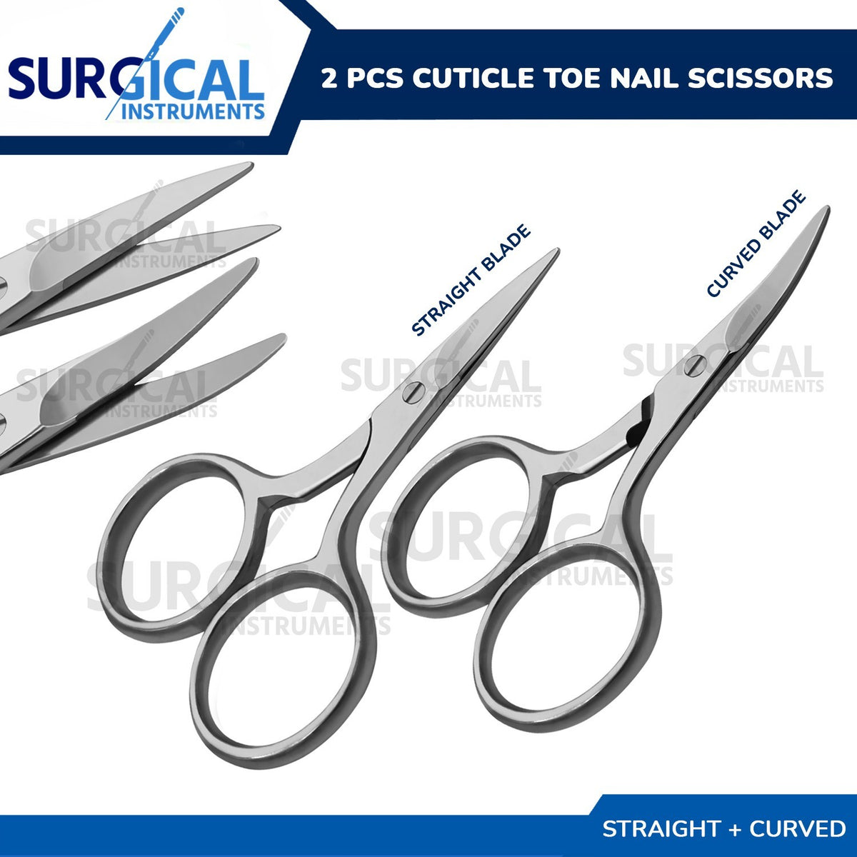 2 Pcs Nail & Cuticle Scissors Set - Manicure & Pedicure Grooming Tools