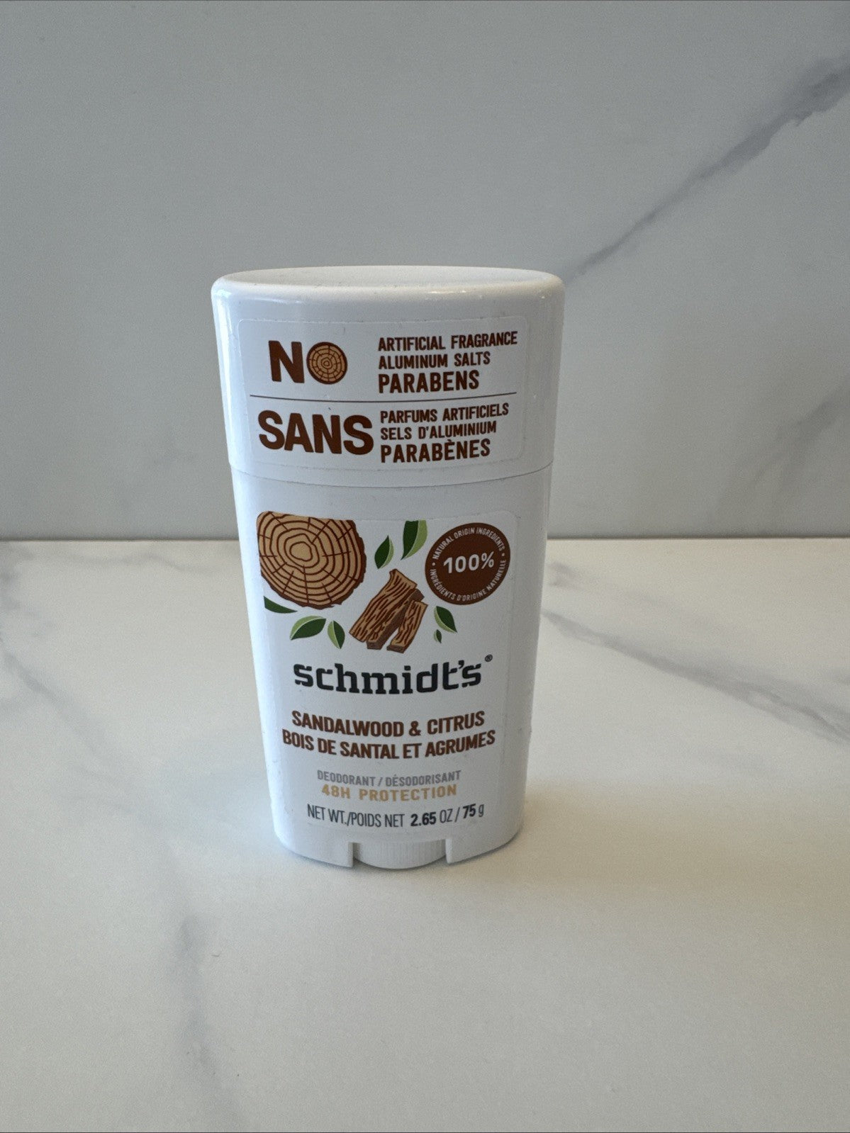 Natural Citrus & Sandalwood Deodorant Stick - 75g 48H Protection