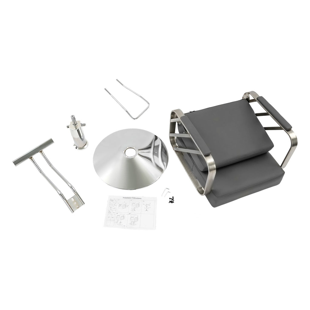 Swivel Salon Chair for Hair Stylist, Adjustable Grey Styling Chair